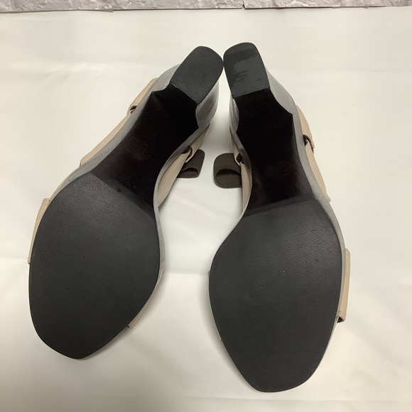 ZARA Shoes Cream and Brown Wooden Block Heels Sandals NWTOT Size 7.5 (EUR38) - Picture 4 of 10